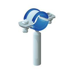 BLUE RUBBER LINED CLIP WITH PLAIN WELD STEM