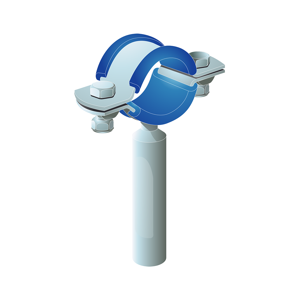 BLUE RUBBER LINED CLIP WITH PLAIN WELD STEM