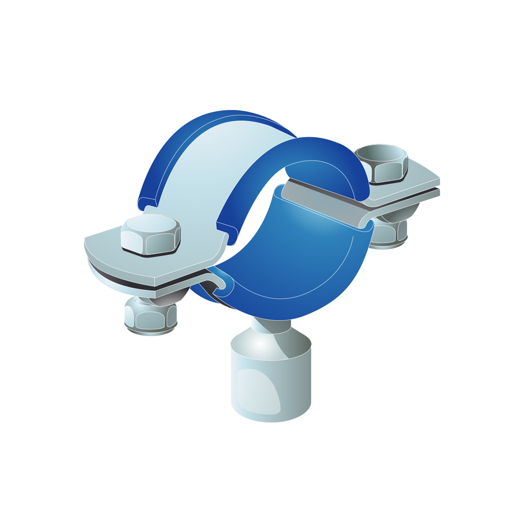 BLUE RUBBER LINED CLIP WITH M10 BOSS